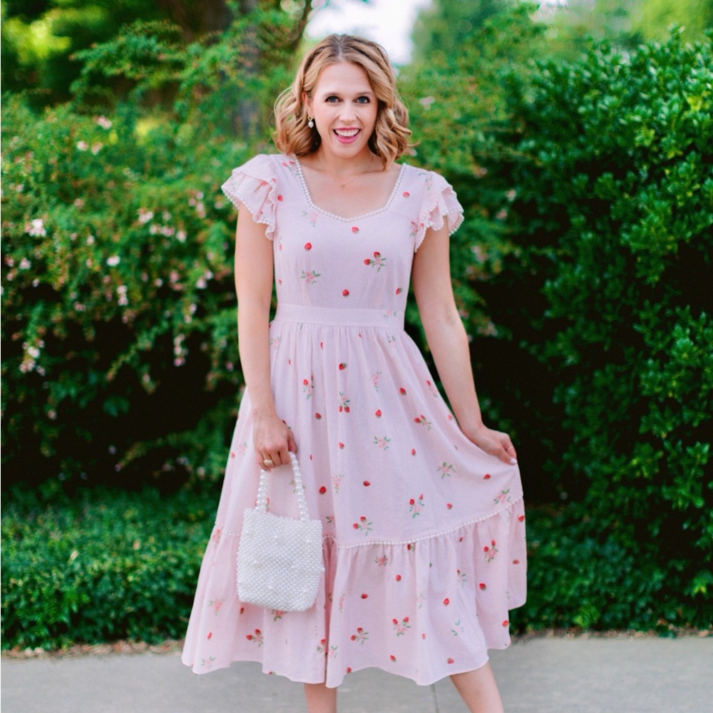 Rachel Parcell Strawberry Print Midi Dress